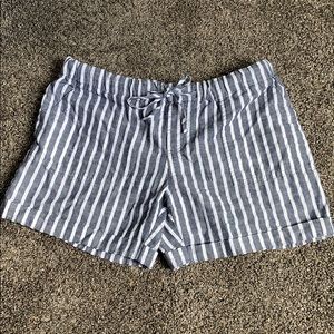 Striped shorts.